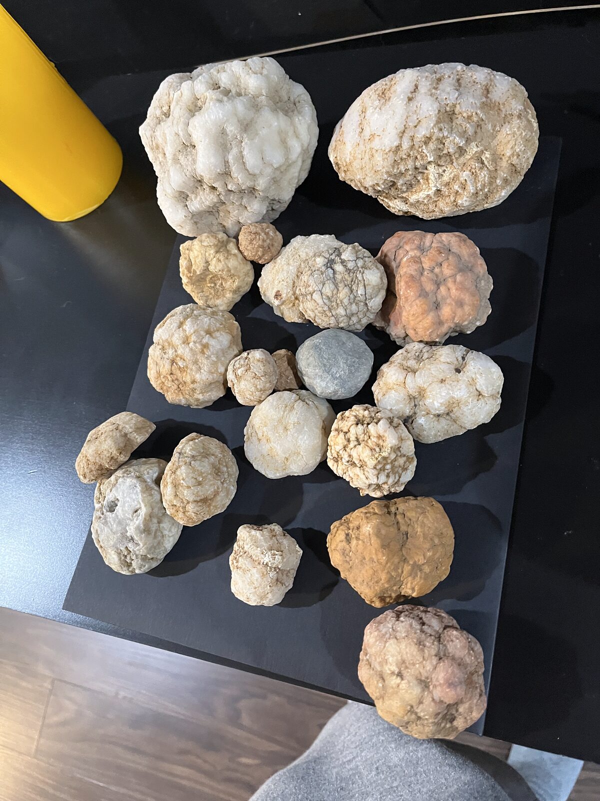 Collection of Indiana geodes and crystal specimens hand-found in Bedford, Indiana